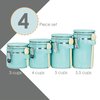 Hds Trading 4 Piece Ceramic Canister Set with Wooden Spoons, Turquoise ZOR95955